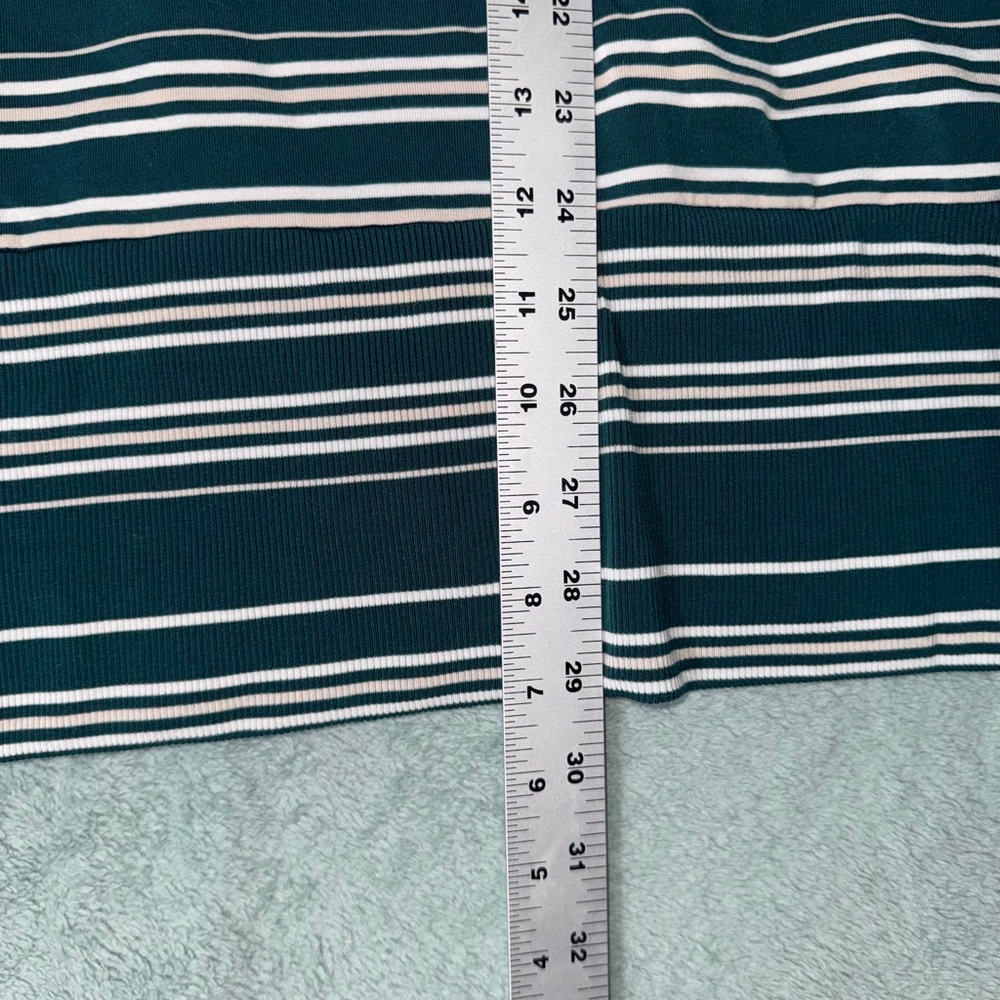 Women's Garnet Hill Green & White Striped Cowl Neck Tunic Top XL - Picture 8 of 9
